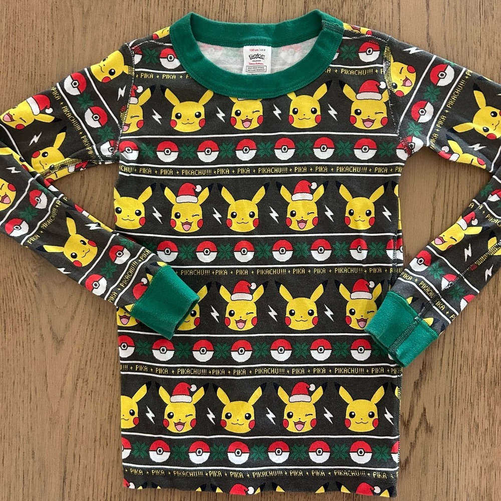 Hanna Andersson Pokemon Pajama Top Holiday Christmas Pikachu Kids Size 8